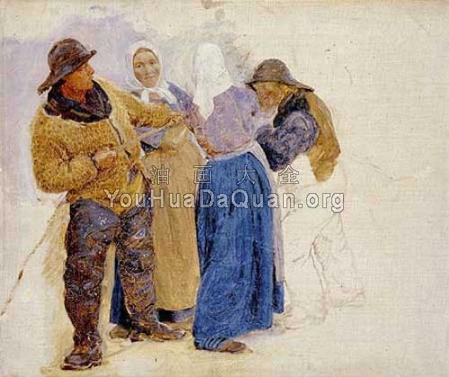 Mujeres y pescadores de Hornbaek - 佩德·塞韦林·克罗耳